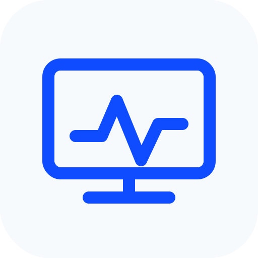 Ícone representando monitoramento inteligente de infraestrutura de TI, redes e servidores em tempo real.